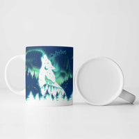 Finland Christmas Ceramic Mug with Howling Wolf Northern Lights Forest and Snow Design - Wonder Print Shop