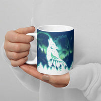 Finland Christmas Ceramic Mug with Howling Wolf Northern Lights Forest and Snow Design - Wonder Print Shop