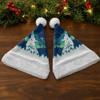 Finland Christmas Santa Hat with Howling Wolf Northern Lights Forest and Snow Design - Wonder Print Shop