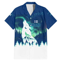 Finland Christmas Family Matching Mermaid Dress and Hawaiian Shirt with Howling Wolf Northern Lights Forest and Snow Design - Wonder Print Shop