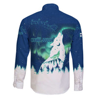 Finland Christmas Family Matching Summer Maxi Dress and Hawaiian Shirt with Howling Wolf Northern Lights Forest and Snow Design - Wonder Print Shop