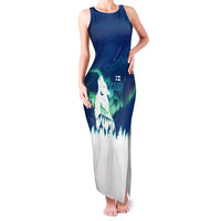 Finland Christmas Family Matching Tank Maxi Dress and Hawaiian Shirt with Howling Wolf Northern Lights Forest and Snow Design - Wonder Print Shop