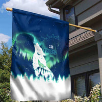 Finland Christmas Garden Flag with Howling Wolf Northern Lights Forest and Snow Design - Wonder Print Shop
