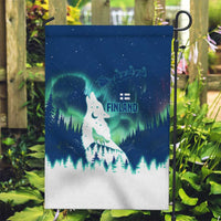 Finland Christmas Garden Flag with Howling Wolf Northern Lights Forest and Snow Design - Wonder Print Shop