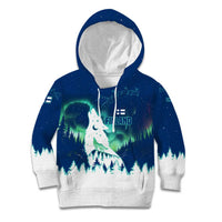 Finland Christmas Kid Hoodie with Howling Wolf Northern Lights Forest and Snow Design - Wonder Print Shop