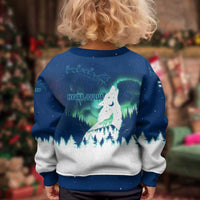Finland Christmas Kid Ugly Christmas Sweater with Howling Wolf Northern Lights Forest and Snow Design - Wonder Print Shop