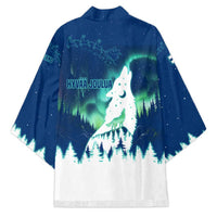 Finland Christmas Kimono with Howling Wolf Northern Lights Forest and Snow Design - Wonder Print Shop