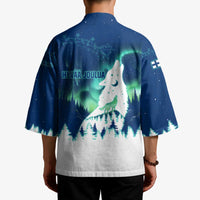 Finland Christmas Kimono with Howling Wolf Northern Lights Forest and Snow Design - Wonder Print Shop