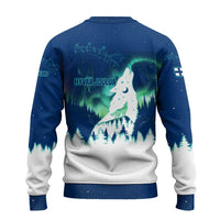 Finland Christmas Ugly Christmas Sweater with Howling Wolf Northern Lights Forest and Snow Design - Wonder Print Shop
