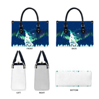 Finland Christmas Leather Bag with Howling Wolf Northern Lights Forest and Snow Design - Wonder Print Shop