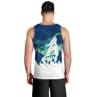 Finland Christmas Men Tank Top with Howling Wolf Northern Lights Forest and Snow Design - Wonder Print Shop