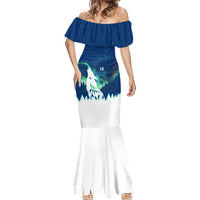 Finland Christmas Mermaid Dress with Howling Wolf Northern Lights Forest and Snow Design - Wonder Print Shop