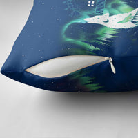 Finland Christmas Pillow Cover with Howling Wolf Northern Lights Forest and Snow Design - Wonder Print Shop