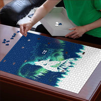 Finland Christmas Puzzle with Howling Wolf Northern Lights Forest and Snow Design - Wonder Print Shop