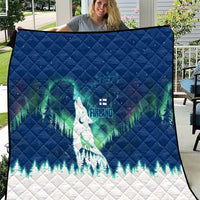 Finland Christmas Quilt with Howling Wolf Northern Lights Forest and Snow Design - Wonder Print Shop