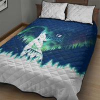 Finland Christmas Quilt Bed Set with Howling Wolf Northern Lights Forest and Snow Design - Wonder Print Shop