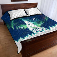 Finland Christmas Quilt Bed Set with Howling Wolf Northern Lights Forest and Snow Design - Wonder Print Shop