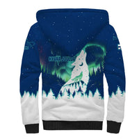 Finland Christmas Sherpa Hoodie with Howling Wolf Northern Lights Forest and Snow Design - Wonder Print Shop