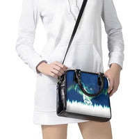 Finland Christmas Shoulder Handbag with Howling Wolf Northern Lights Forest and Snow Design - Wonder Print Shop