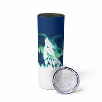 Finland Christmas Skinny Tumbler with Howling Wolf Northern Lights Forest and Snow Design - Wonder Print Shop