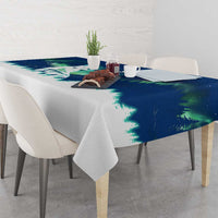 Finland Christmas Tablecloth with Howling Wolf Northern Lights Forest and Snow Design - Wonder Print Shop