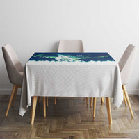Finland Christmas Tablecloth with Howling Wolf Northern Lights Forest and Snow Design - Wonder Print Shop