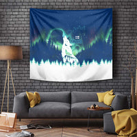 Finland Christmas Tapestry with Howling Wolf Northern Lights Forest and Snow Design - Wonder Print Shop