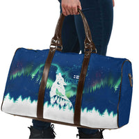 Finland Christmas Travel Bag with Howling Wolf Northern Lights Forest and Snow Design - Wonder Print Shop