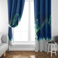 Finland Christmas Window Curtain with Howling Wolf Northern Lights Forest and Snow Design - Wonder Print Shop