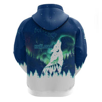 Finland Christmas Zip Hoodie with Howling Wolf Northern Lights Forest and Snow Design - Wonder Print Shop