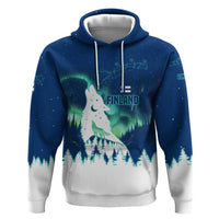 Finland Christmas Zip Hoodie with Howling Wolf Northern Lights Forest and Snow Design - Wonder Print Shop