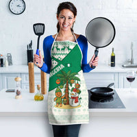 Nigeria Christmas Apron with Gingerbread Snowman Palm Tree and Tribal Mask Design - Wonder Print Shop