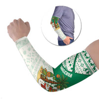 Nigeria Christmas Arm Sleeves with Gingerbread Snowman Palm Tree and Tribal Mask Design - Wonder Print Shop