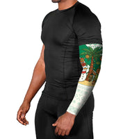 Nigeria Christmas Arm Sleeves with Gingerbread Snowman Palm Tree and Tribal Mask Design - Wonder Print Shop