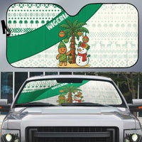 Nigeria Christmas Auto Sun Shade with Gingerbread Snowman Palm Tree and Tribal Mask Design - Wonder Print Shop
