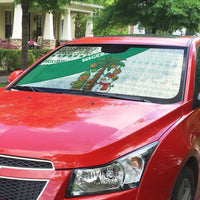 Nigeria Christmas Auto Sun Shade with Gingerbread Snowman Palm Tree and Tribal Mask Design - Wonder Print Shop