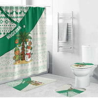 Nigeria Christmas Bathroom Set with Gingerbread Snowman Palm Tree and Tribal Mask Design - Wonder Print Shop