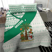 Nigeria Christmas Bedding Set with Gingerbread Snowman Palm Tree and Tribal Mask Design - Wonder Print Shop