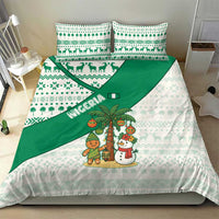 Nigeria Christmas Bedding Set with Gingerbread Snowman Palm Tree and Tribal Mask Design - Wonder Print Shop