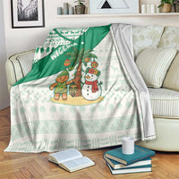 Nigeria Christmas Blanket with Gingerbread Snowman Palm Tree and Tribal Mask Design - Wonder Print Shop