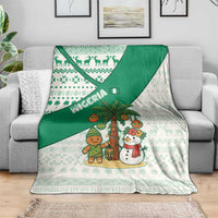 Nigeria Christmas Blanket with Gingerbread Snowman Palm Tree and Tribal Mask Design - Wonder Print Shop
