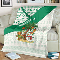 Nigeria Christmas Blanket with Gingerbread Snowman Palm Tree and Tribal Mask Design - Wonder Print Shop
