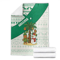 Nigeria Christmas Blanket with Gingerbread Snowman Palm Tree and Tribal Mask Design - Wonder Print Shop
