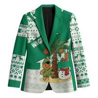 Nigeria Christmas Blazer with Gingerbread Snowman Palm Tree and Tribal Mask Design - Wonder Print Shop