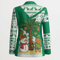 Nigeria Christmas Blazer with Gingerbread Snowman Palm Tree and Tribal Mask Design - Wonder Print Shop