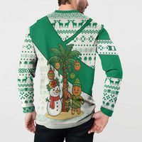 Nigeria Christmas Button Sweatshirt with Gingerbread Snowman Palm Tree and Tribal Mask Design - Wonder Print Shop