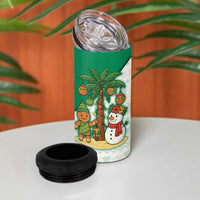 Nigeria Christmas 4 in 1 Can Cooler Tumbler with Gingerbread Snowman Palm Tree and Tribal Mask Design - Wonder Print Shop