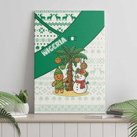 Nigeria Christmas Canvas Wall Art with Gingerbread Snowman Palm Tree and Tribal Mask Design - Wonder Print Shop