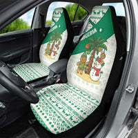 Nigeria Christmas Car Seat Cover with Gingerbread Snowman Palm Tree and Tribal Mask Design - Wonder Print Shop