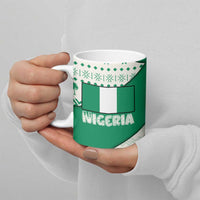 Nigeria Christmas Ceramic Mug with Gingerbread Snowman Palm Tree and Tribal Mask Design - Wonder Print Shop